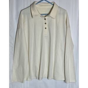 SHEWIN Polo Shirt Size 2XL Waffle Knit ,V- Neck , Collared ,Long Sleeve ,Apricot